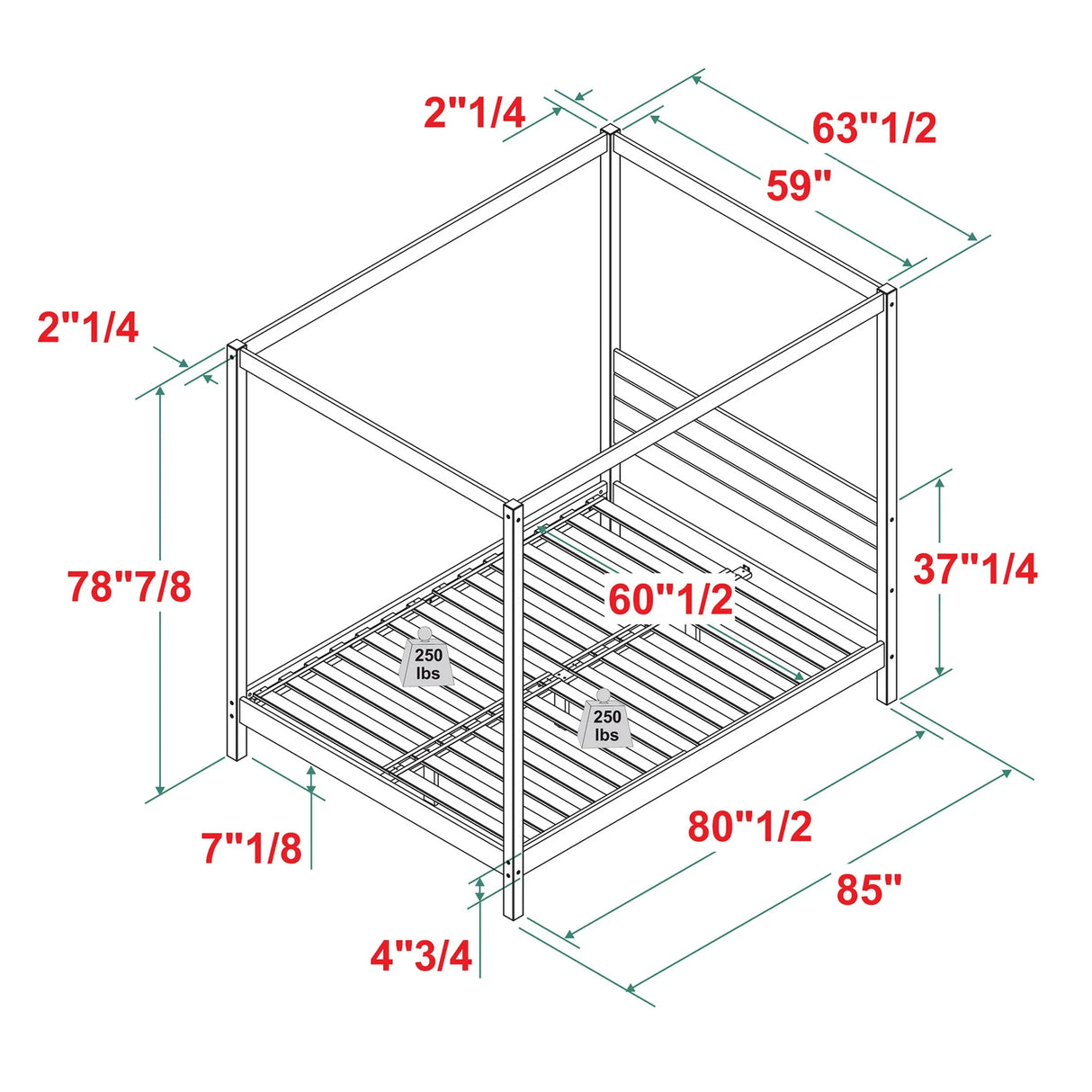 Canopy Bed Frame Modern Minimalist Boho - Furniture Home Direct