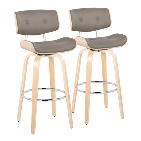 Lombardi - Mid Century Modern Fixed Height Barstool With Swivel With Round Footrest (Set of 2) - Furniture Home Direct