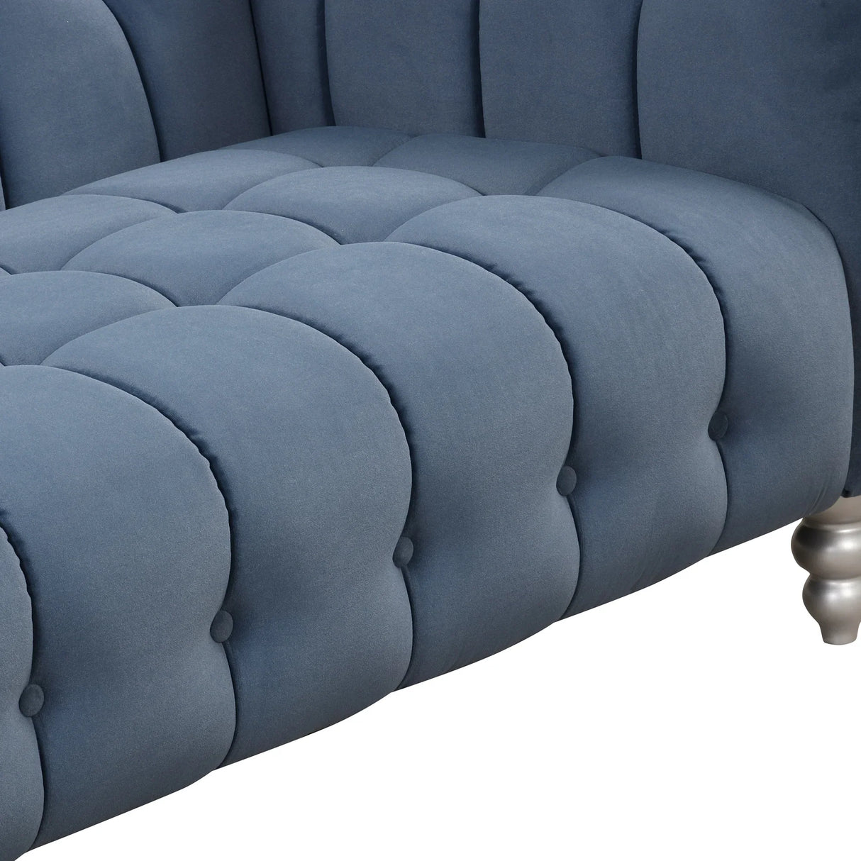 Modern 3-Living Room Set Including Sofa, love seat and Chair with solid wood legs, buttoned tufted backrest - Blue - Furniture Home Direct