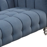 Modern 3-Living Room Set Including Sofa, love seat and Chair with solid wood legs, buttoned tufted backrest - Blue - Furniture Home Direct