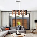 4 Light Kitchen Island Lights Pendant Light Farmhouse Dining Room Light Fixture, Rectangular Chandelier, 36" Hanging Lighting For Living Room, Conference Room, Home Office - Matte Black - Furniture Home Direct