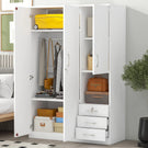 2 Doors Wardrobe Storage For Bedroom With Shelves And 3 Drawers - Furniture Home Direct