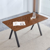 Herringbone Pattern Dining Table A Perfect Match For Modern Minimalist And Industrial Home Styles - Walnut - Furniture Home Direct