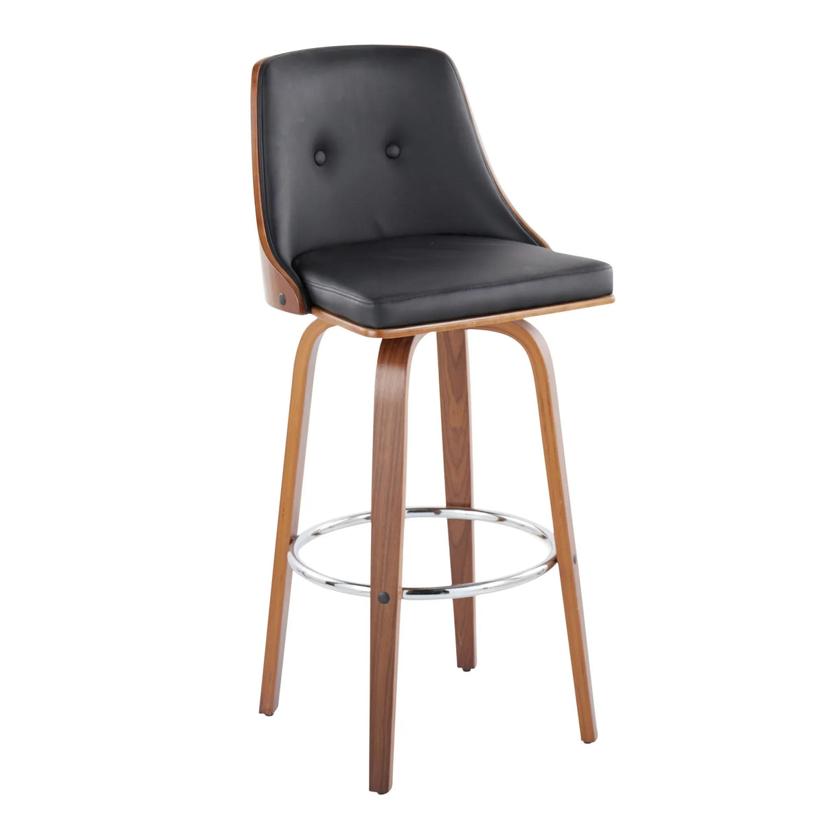 Gianna - Mid Century Modern Fixed Height Barstool With Swivel With Round Footrest (Set of 2) - Furniture Home Direct