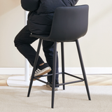 Counter Stool Set Faux Leather Tufted Cushions Black - Furniture Home Direct