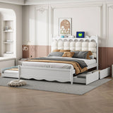 Storage Platform Bed, With 2 Big Drawers, Trundle, One Set Of Sockets & USB Ports - Furniture Home Direct