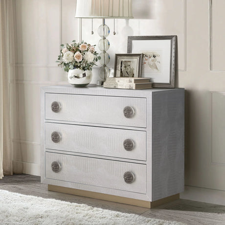 Anpu - Faux Crocodile Skin Console Cabinet - Silver - Furniture Home Direct
