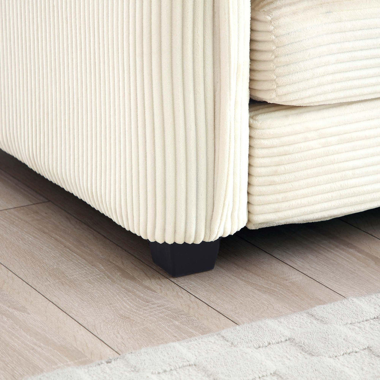Corduroy 2 Piece Living Room Set - Off White - Furniture Home Direct
