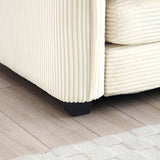 Corduroy 2 Piece Living Room Set - Off White - Furniture Home Direct