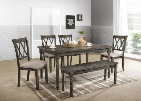 Claudia II - Weathered 7 Pieces Dining Room Set - Gray - Furniture Home Direct