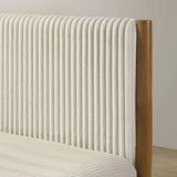 Bedroom Set 5 Piece Corduroy Upholstered Queen Bed Walnut - Furniture Home Direct