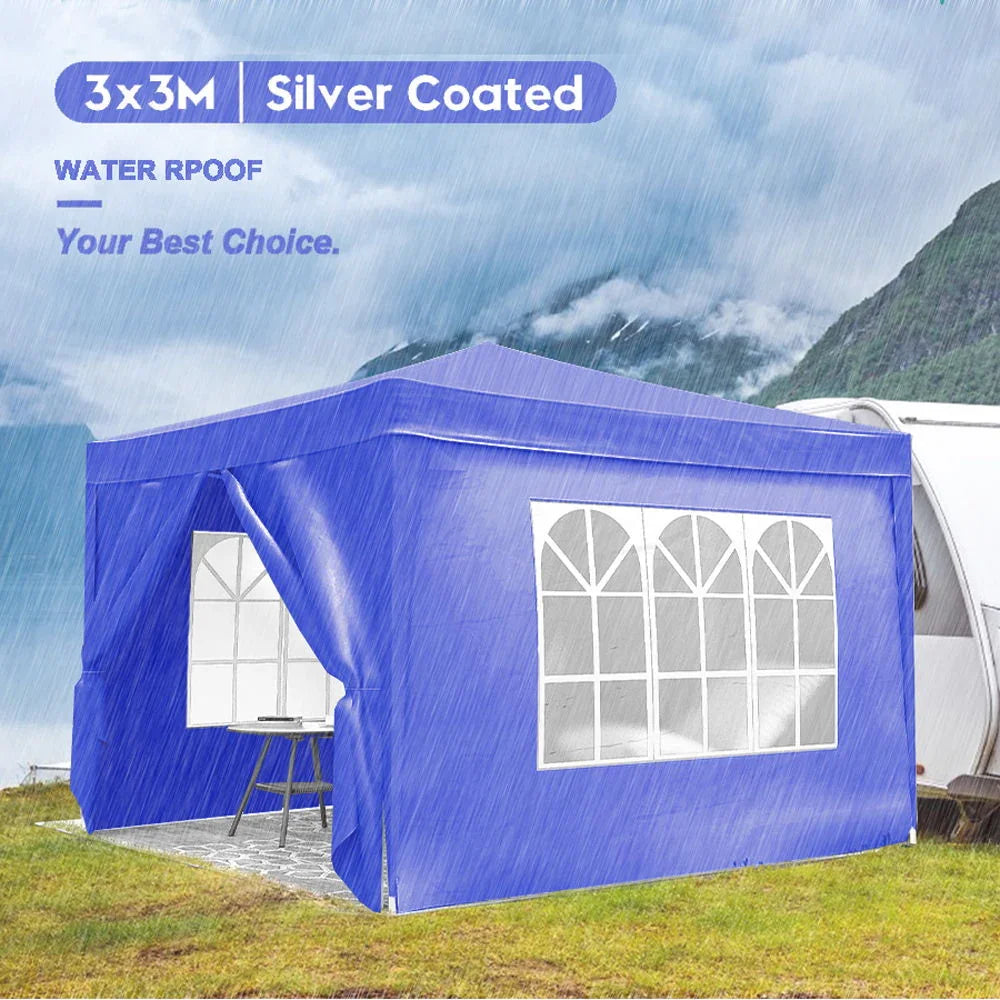 10'X10' Folding Canopy With 4 Removable Sidewalls Outdoor Event Shelter UPF 50+ Gazebo Portable Tents For Parties Beach Camping Wedding Ez Pop Up Canopy 4 Pieces Weight Bag + Carry Bag - Furniture Home Direct