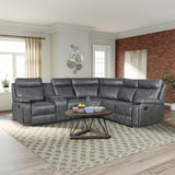 Home Theater Seating Manual Recliner With Cup Holder, Hide - Away Storage PU Reclining Sofa For Living Room, Home Theater - Furniture Home Direct