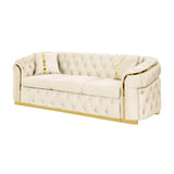 Button Tufted Couch With 2 Pillows, 3 Seater Luxury Chesterfield Sofa - Furniture Home Direct