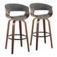 Vintage Mod - Mid Century Modern Fixed Height Barstool With Swivel & Round Footrest (Set of 2) - Furniture Home Direct