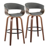 Vintage Mod - Mid Century Modern Fixed Height Barstool With Swivel & Round Footrest (Set of 2) - Furniture Home Direct