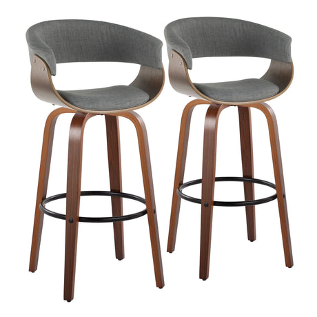 Vintage Mod - Mid Century Modern Fixed Height Barstool With Swivel & Round Footrest (Set of 2) - Furniture Home Direct