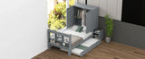 Twin Platform Bed With Storage Headboard Shelves Gray - Furniture Home Direct