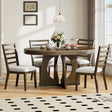 Dining Set Round Table With Four Upholstered Chairs Walnut - Furniture Home Direct