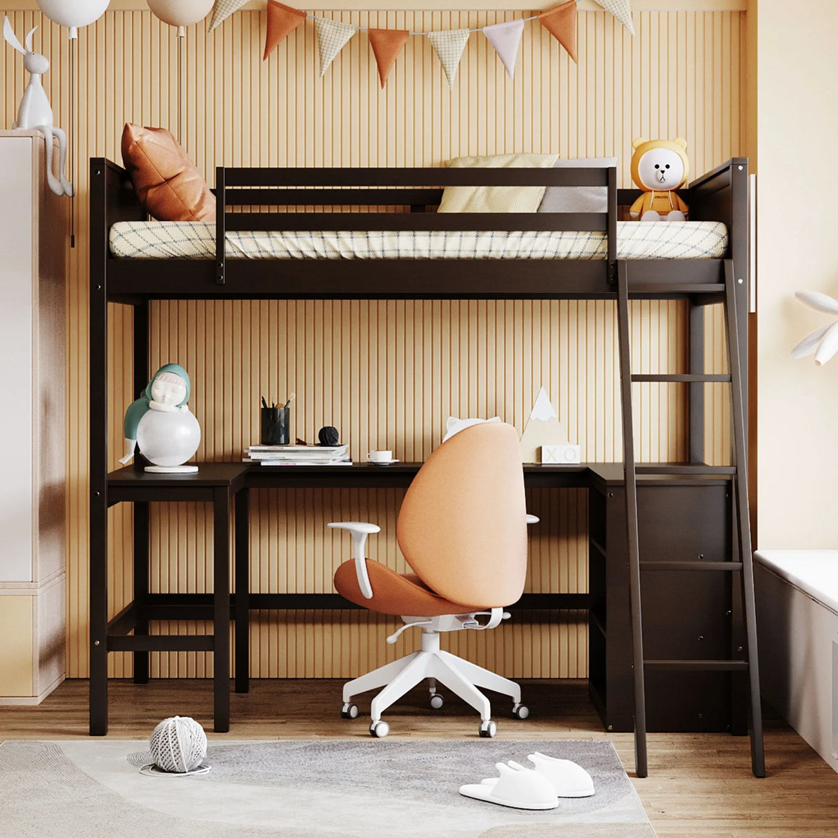 Loft Bed With Shelves With Desk - Furniture Home Direct