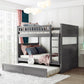 Bunk Bed With Twin Size Trundle, Guardrails - Furniture Home Direct