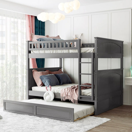 Bunk Bed With Twin Size Trundle, Guardrails - Furniture Home Direct