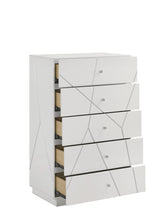 Bedroom Set Modern Geometric Wood Finish Five Piece White - Furniture Home Direct