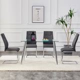 Dining Chair Set Modern Faux Leather With Chrome Base Gray - Furniture Home Direct