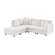 Modern Sectional Sofa With Vertical Stripes, 2 Pillows, 5 Seat Couch With Convertible Ottoman, Various Combinations, L-Shape Indoor Furniture For Living Room - Furniture Home Direct
