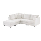 Modern Sectional Sofa With Vertical Stripes, 2 Pillows, 5 Seat Couch With Convertible Ottoman, Various Combinations, L-Shape Indoor Furniture For Living Room - Furniture Home Direct