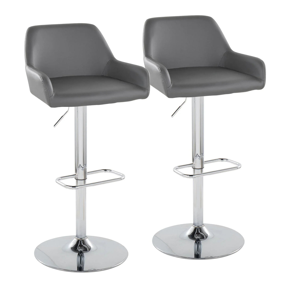 Daniella - Contemporary Adjustable Barstool With Swivel With Rounded Rectangle Footrest (Set of 2) - Furniture Home Direct