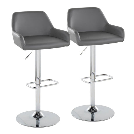 Daniella - Contemporary Adjustable Barstool With Swivel With Rounded Rectangle Footrest (Set of 2) - Furniture Home Direct
