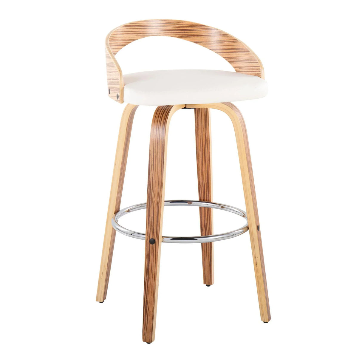 Grotto - Contemporary Fixed Height Barstool With Swivel With Round Footrest (Set of 2) - Furniture Home Direct