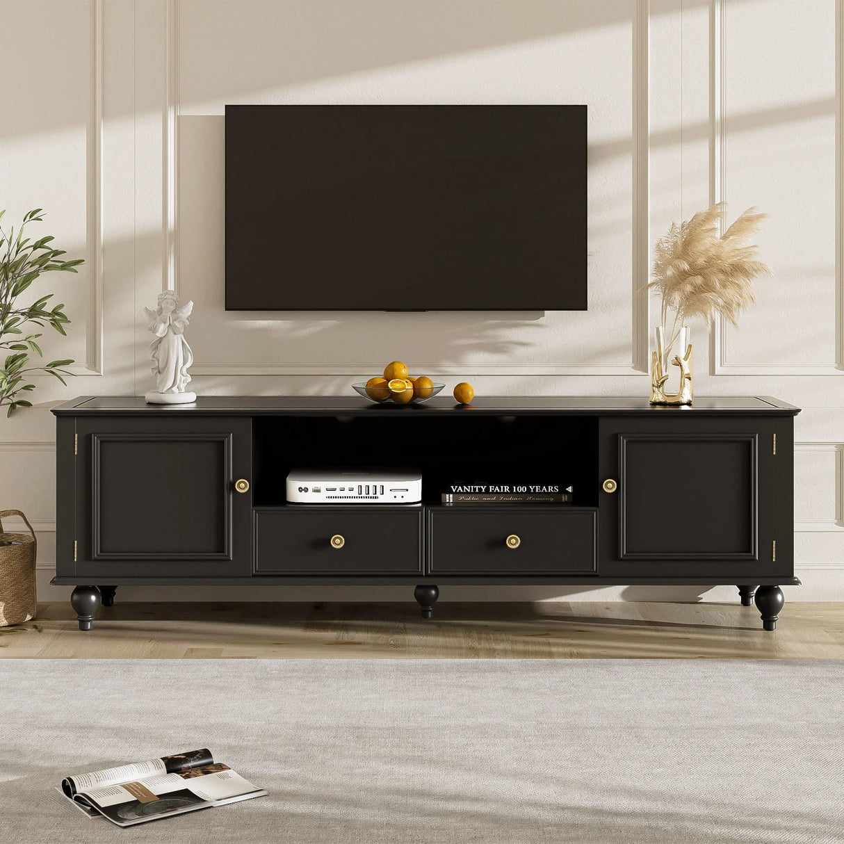 TV Stand For TVs Up To 80", Entertainment Center With Open Compartment - Furniture Home Direct