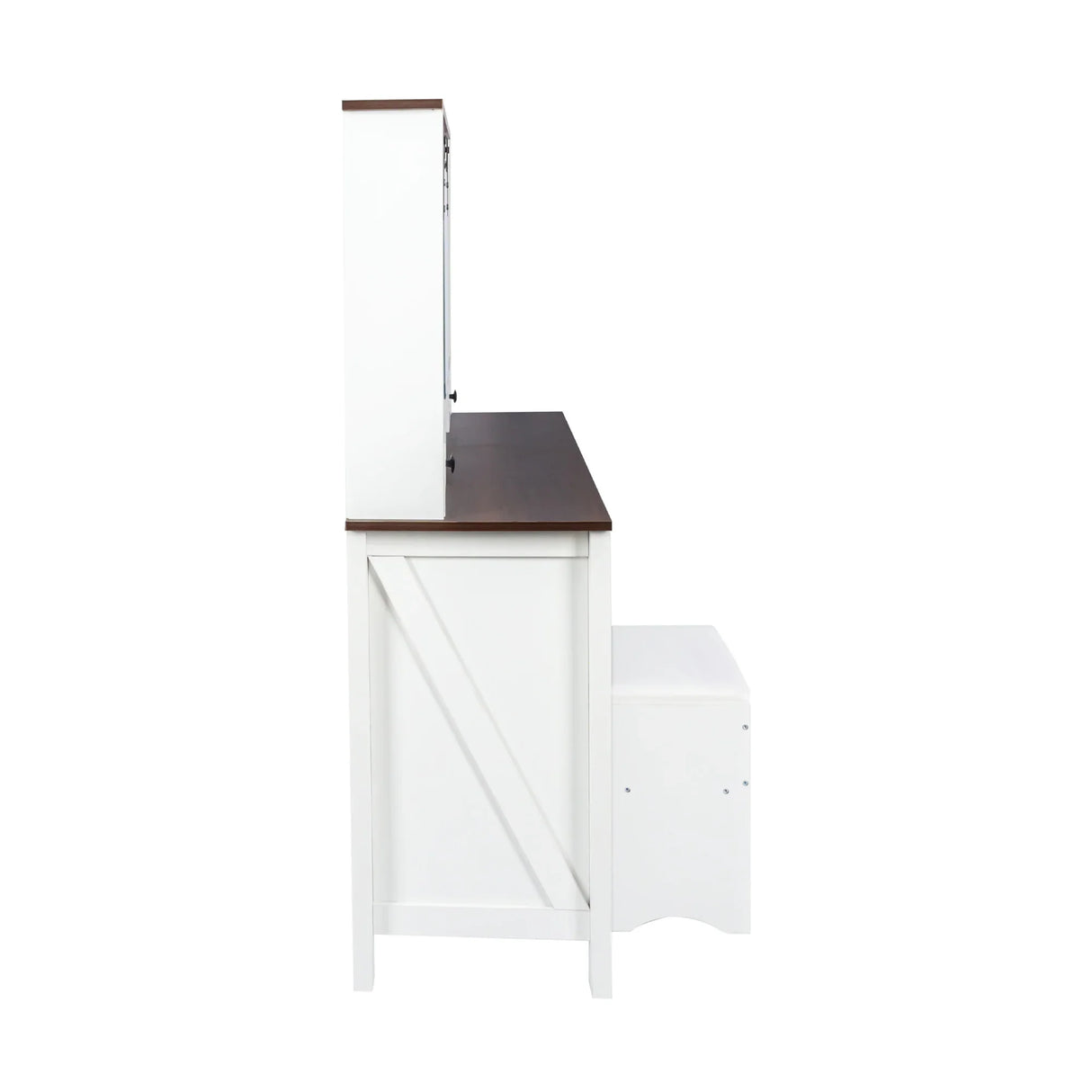 Farmhouse Makeup Vanity with Mirror and Lights - Furniture Home Direct