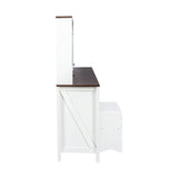 Farmhouse Makeup Vanity with Mirror and Lights - Furniture Home Direct