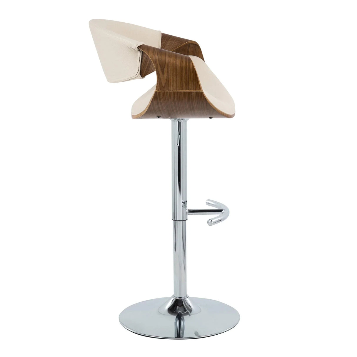 Curvo - Mid Century Modern Adjustable Barstool With Swivel With Rounded T Footrest (Set of 2) - Furniture Home Direct