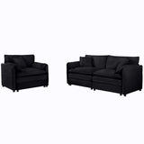 Modern Upholstered Chenille Loveseat And Armchair Set With Pillows - Furniture Home Direct