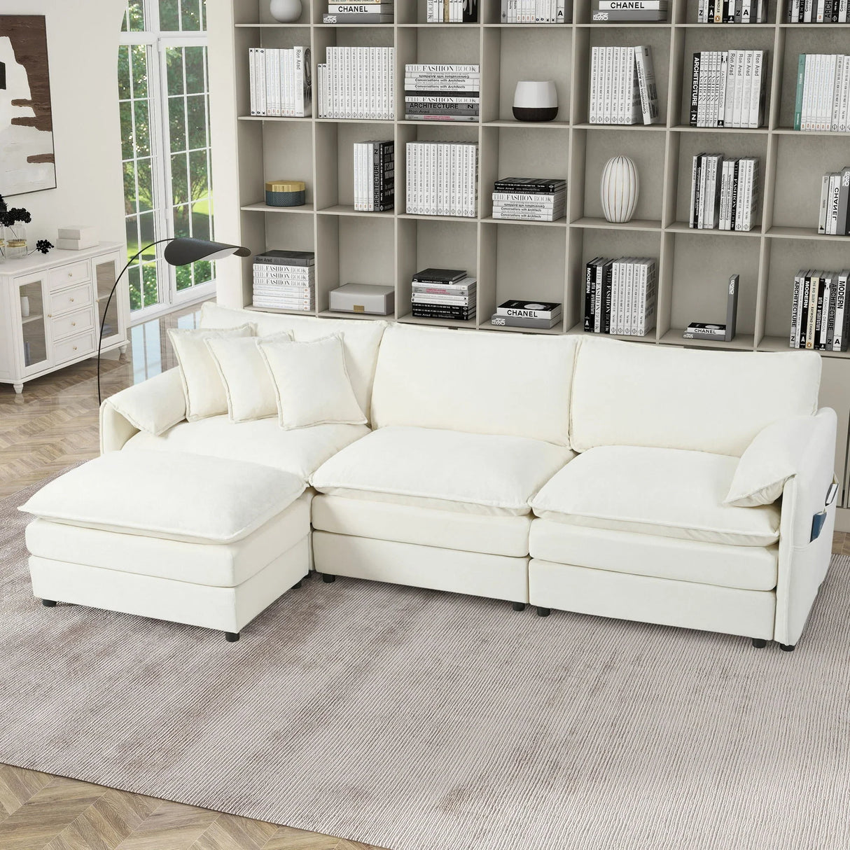 Modern Comfy Deep Seat Modular Sectional Sofa Cloud Couch With Ottoman - Furniture Home Direct
