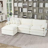 Modern Comfy Deep Seat Modular Sectional Sofa Cloud Couch With Ottoman - Furniture Home Direct