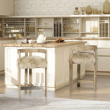 Millwick - Low Back Genuine Fur Counter Stool - Natural Blonde - Furniture Home Direct