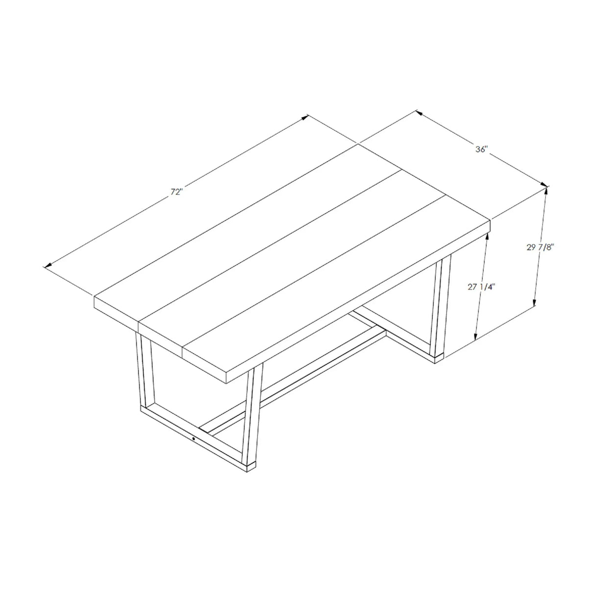 Modern Distressed Solid Wood And Metal Open Frame Dining Table - Furniture Home Direct