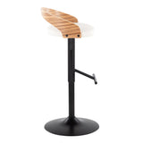 Grotto - Contemporary Adjustable Barstool With Swivel & Straight T Footrest (Set of 2) - Furniture Home Direct