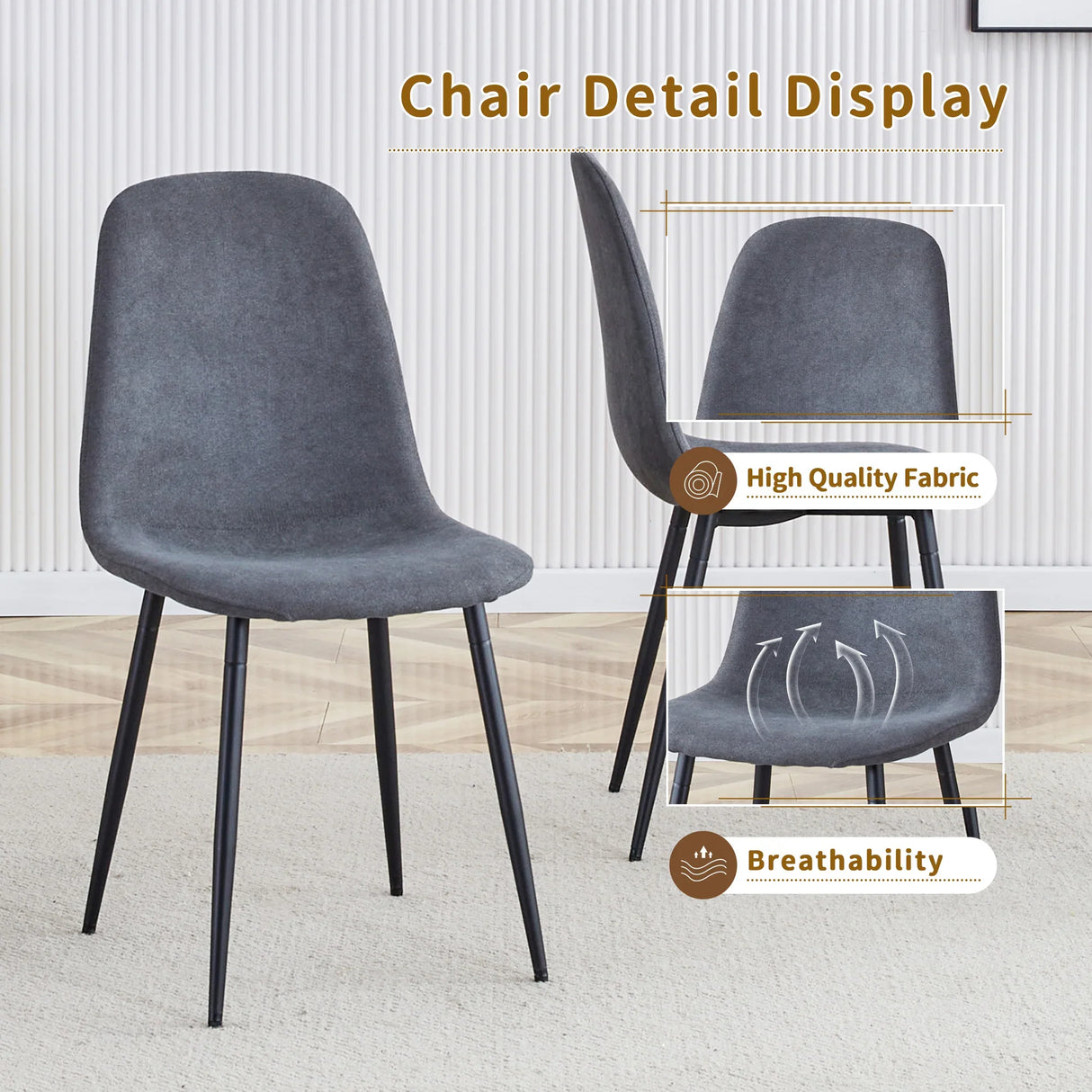 Dining Set Glass Table with Dark Gray Chairs Charcoal - Furniture Home Direct