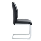 Dining Chair Set Modern Chrome Base PU Leather Black - Furniture Home Direct