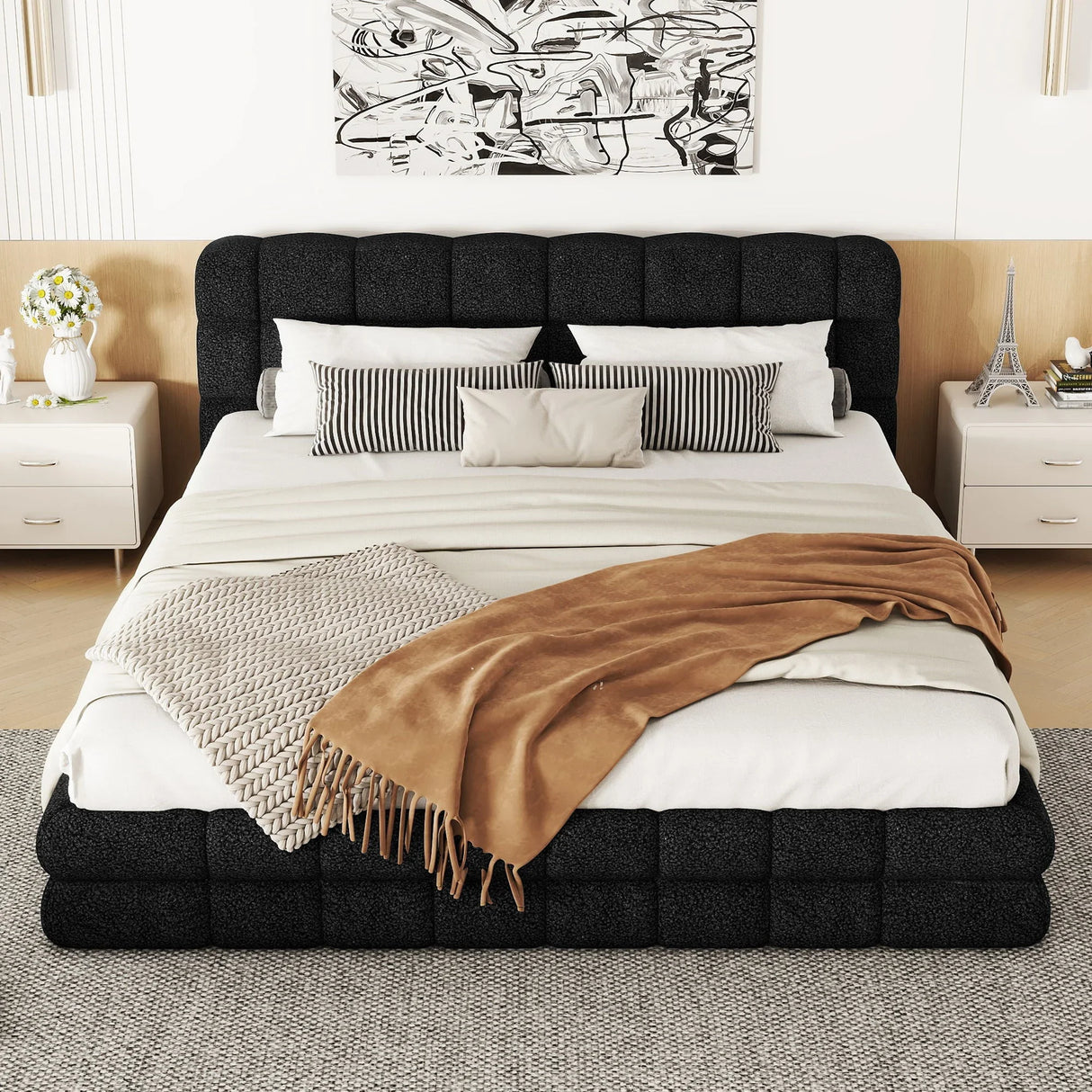 Upholstered Platform Bed With Headboard - Furniture Home Direct