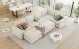 121.3" Modular Sleeper Sectional - Beige - Furniture Home Direct