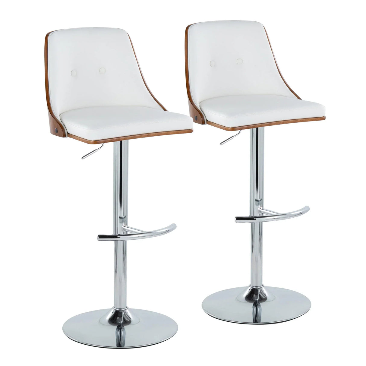 Gianna - Mid Century Modern Adjustable Barstool With Swivel With Rounded T Footrest (Set of 2) - Furniture Home Direct