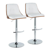 Gianna - Mid Century Modern Adjustable Barstool With Swivel With Rounded T Footrest (Set of 2) - Furniture Home Direct