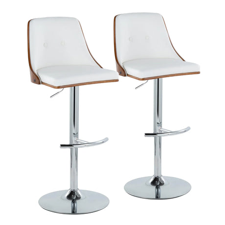 Gianna - Mid Century Modern Adjustable Barstool With Swivel With Rounded T Footrest (Set of 2) - Furniture Home Direct